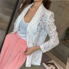 2023 Summer Korean Lace Blazer Women's Commuting Double-breasted Sexy Lace Coat Notched collar Casual OL Outwear