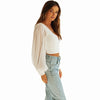 2023 Summer Sexy Women V-Neck Blouse American Style Lantern Sleeve Short Navel Slim Fit Wild Shirt