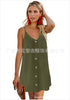 2023 Summer V-neck Button Sleeveless Sexy Suspender Beach Dress