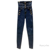 2022 Winter Women's Retro High Waist Elastic Slim Fit Socialite Elegant Pencil Jeans Lady Tight Denim Pants