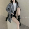 2022 Women Autumn Stylish Loose Thin Striped Blazer Coat Notched Collar Double Breasted Casual Suits Jacket