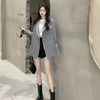 2022 Women Autumn Stylish Loose Thin Striped Blazer Coat Notched Collar Double Breasted Casual Suits Jacket