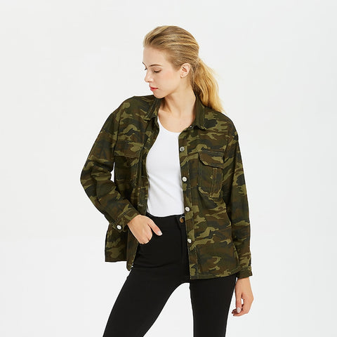 2023 Women Blouses Spring Cotton Casual Turn-down Collar Camouflage Shirt Women Tops Blusas Mujer