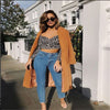 2023 Women Leopard Print Top Sexy Scoop Neck Long Sleeve Summer Bustier Crop Top Tank Tops Vest Slim Fit Blouse Shirt