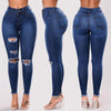 2022 Women Jeans  Stretch Skinny Ripped Hole Denim Female Slim High Waist Pencil Trousers Elegant Lady Button Bottom