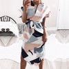 2022 Women Midi Party Dresses Geometric Print Summer Boho Beach Dress Loose Batwing Sleeve Dress Vestidos Plus Size