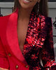 2022 Women Office Dress Colorblock Patchwork Long Sleeve Blazer Dress V Neck Sequins Double Breasted Blazer Dress