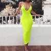 2022 Women Sexy Bodycon Sleeveless Strap Deep V-neck Dress Hollow Out Solid Clubwear Party Long Maxi Dress Sundress