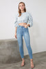 2022 Women Skinny Jeans Light Blue High Waist Denim Stretch Washed Autumn-winter Elastic Size Slim fit Pencil Pants