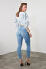 2022 Women Skinny Jeans Light Blue High Waist Denim Stretch Washed Autumn-winter Elastic Size Slim fit Pencil Pants