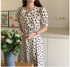 2023 Women Summer Long Dresses Short Sleeve Bow Tie A Line Flower Floral Print Flhjlwoc Korean Japanese Style Ruffled Dress 4327
