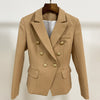 2022 Women's Blazer Thick Fabric Double-breasted Silver Button Slim White Black Blue Khaki Office Ladies Blazer Jacket Women