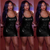 2022 Women's Leather Short Dress Bodycon Soft Faux Leather Night Club Dress Sexy Slim Retro Short Mini Dress vestido de festa