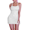 2022 Women's Leather Short Dress Bodycon Soft Faux Leather Night Club Dress Sexy Slim Retro Short Mini Dress vestido de festa