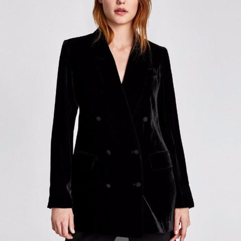 2023 autumn Blazer Women Velvet Suit Slim office lady v-neck double breasted small suit