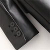 2022 autumn women style lapel long-sleeved long-sleeved back hem, split-breasted, imitation leather loose casual blazer