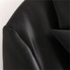 2022 autumn women style lapel long-sleeved long-sleeved back hem, split-breasted, imitation leather loose casual blazer