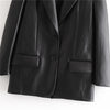 2022 autumn women style lapel long-sleeved long-sleeved back hem, split-breasted, imitation leather loose casual blazer