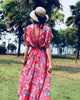 2022 cotton Thai holiday V-neck cardigan bandage dress printed beach skirt