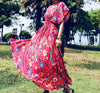 2022 cotton Thai holiday V-neck cardigan bandage dress printed beach skirt
