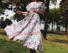 2022 cotton Thai holiday V-neck cardigan bandage dress printed beach skirt