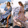 2022 cotton Thai holiday V-neck cardigan bandage dress printed beach skirt