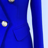 2022 autumn and winter ladies jacket office mid-length suit High-end metal double-breasted ladies blue blazer