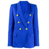 2022 autumn and winter ladies jacket office mid-length suit High-end metal double-breasted ladies blue blazer