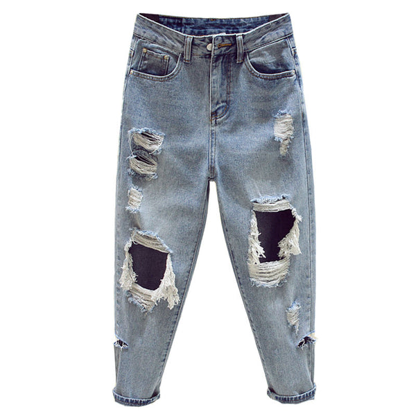 2022 spring summer autumn plus size women casual Denim Pants woman female ripped jeans for women BA6