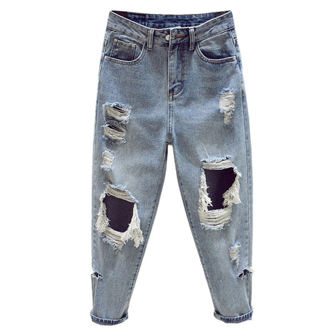 2022 spring summer autumn plus size women casual Denim Pants woman female ripped jeans for women BA6