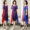 2022 summer women's Chiffon Dress ethnic style skirt loose Large Print seaside holiday beach skirt