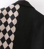 2022 Autumn Black Stitching Beige Check Gingham Plaid Blazer Boyfriend friend style Women Contrast color Suit Coat Femme