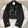 2023 Autumn Blazer Woman Double Breasted Rhinestone Suit Collar Short Coat White Black Nancylim