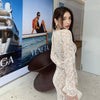 2022 Autumn Dress for Women  High-End Lace Sexy Fishtail Dress Long Sleeve Dress V-neck Slimming Maxi Dresses Feminine
