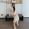 2022 Autumn Dress for Women  High-End Lace Sexy Fishtail Dress Long Sleeve Dress V-neck Slimming Maxi Dresses Feminine