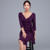 2022 Autumn Elegant Lace-up Bodycon Dress Women V-Neck High Waist Party Dress Korean Temperament OL Professional Women's Dresses