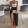 2022 Autumn Elegant Slim Bodycon Dress Women 2022 Summer Casual Sleeveless Tank Dress Sexy Patchwork High Slit Club Party Dress