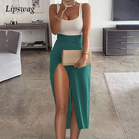 2022 Autumn Elegant Slim Bodycon Dress Women 2022 Summer Casual Sleeveless Tank Dress Sexy Patchwork High Slit Club Party Dress