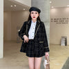 2023 Autumn Elegant Tweed Two Piece Set  Women Notched Double Breasted Suit Coat + High Waist Wide Leg Pants Shorts