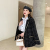 2023 Autumn Elegant Tweed Two Piece Set  Women Notched Double Breasted Suit Coat + High Waist Wide Leg Pants Shorts