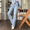 2022 Autumn Women High Waist Denim Jeans Straight Jeans Side Split Jeans Vintage Female Long Capri Pants