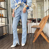 2022 Autumn Women High Waist Denim Jeans Straight Jeans Side Split Jeans Vintage Female Long Capri Pants