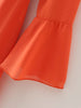 2022 Autumn Women Orange Ruffles Long Dress Long Sleeve Ladies Maxi Dress