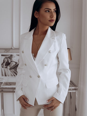 2022 Autumn Large Size Blazer Women's Coat Notched Double Breasted Button Female Coats Office Elegant Lady Outerwear