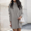 2022 Autumn Long Sleeve Sexy Office Dress Spring Solid Color Simple Mini Dress Women Elegant Turtleneck Straight Pullover Dress