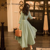 2022 Autumn   Retro  Elegant Peter Pan Collar Flower Embroidery Three-quarter Sleeve Woman Long Dress