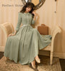 2022 Autumn   Retro  Elegant Peter Pan Collar Flower Embroidery Three-quarter Sleeve Woman Long Dress