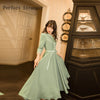 2022 Autumn   Retro  Elegant Peter Pan Collar Flower Embroidery Three-quarter Sleeve Woman Long Dress