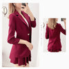 2023 Autumn Casual Suit Jacket Mini Skirt Two-piece Women Korean Color Matching Office Blazers Pleated Skirt Set