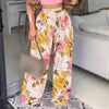 2022 Autumn Wide Leg Pants Women Casual Streetwear Slacks Female Elastic Waist Floral Print Plus Size Loose Trousers